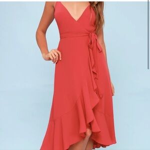 Lulus Manhattan Moment berry midi dress